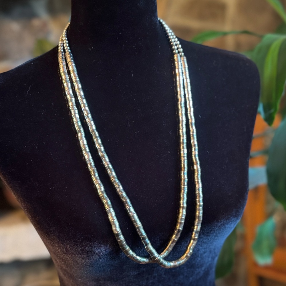 Navajo Inspired Elegant Silver plated Metal Beaded Necklace